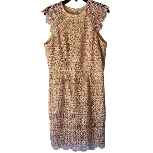 Minuet Lace Rose Gold Dress Cap Sleeves Dress Size Large - Picture 1 of 15